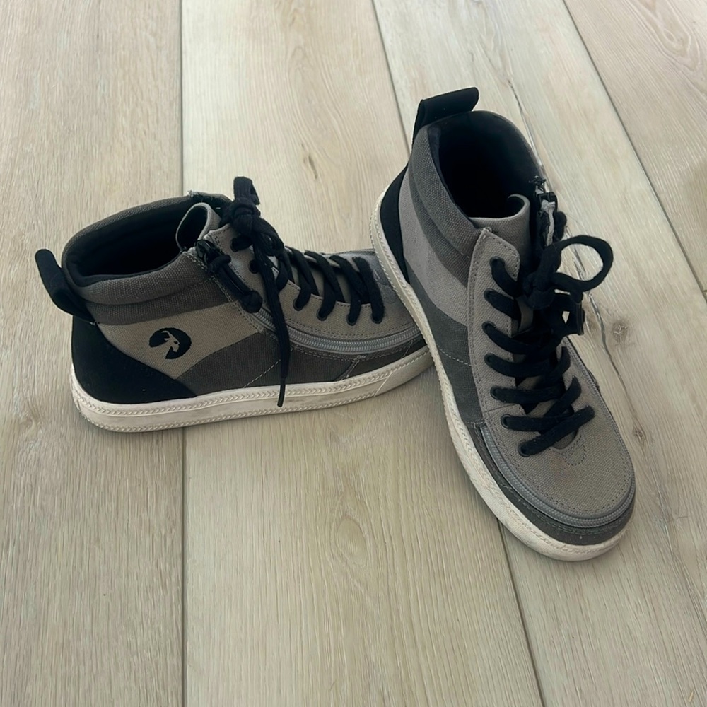 Gray and Black High-Top Sneakers